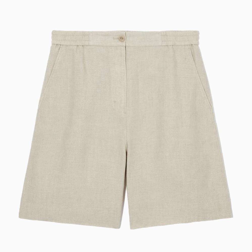 COS elasticated linen shorts light beige xs